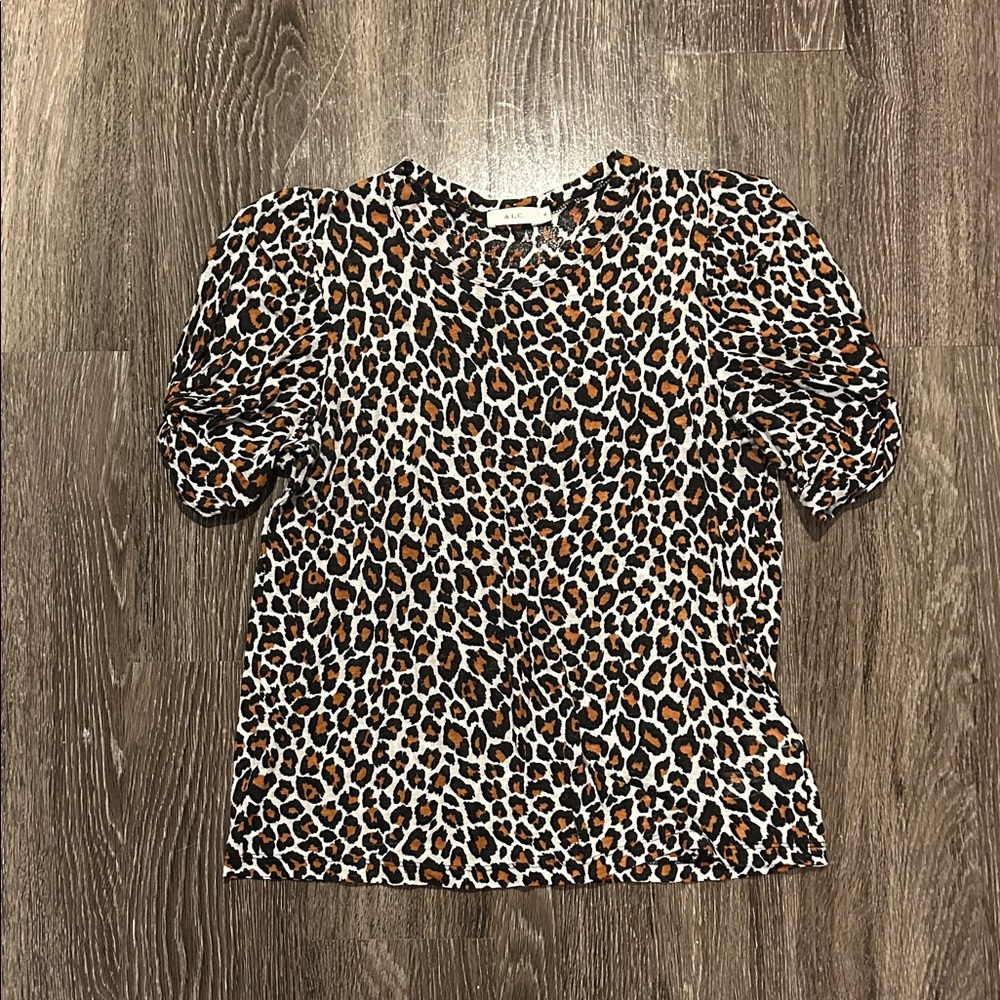 A.L.C. Leopard Short Sleeve Top